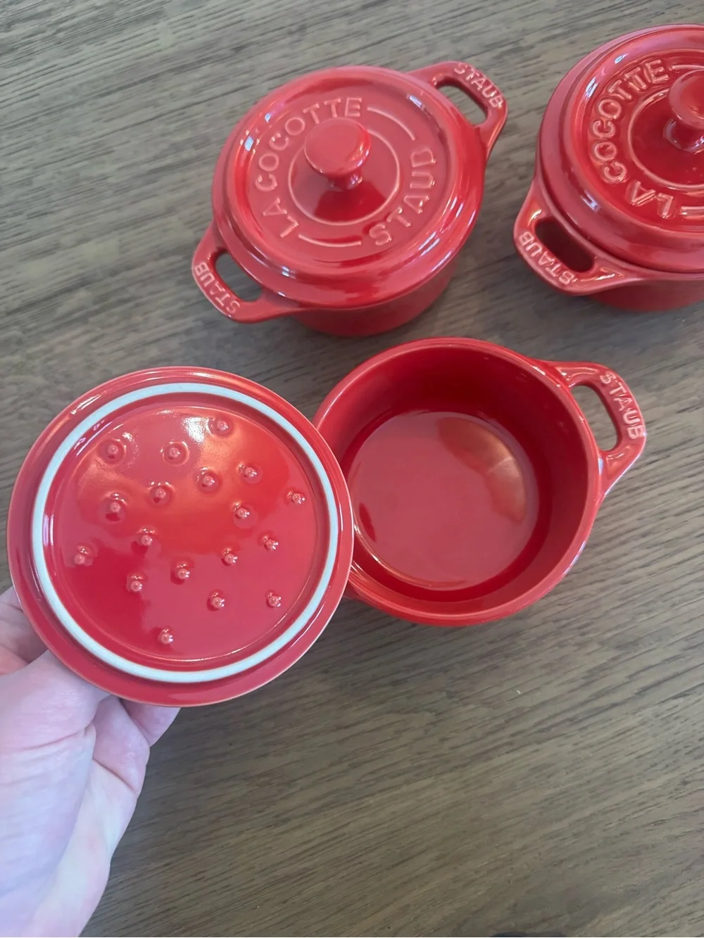 Staub Ceramic 3-pc Mini Round Cocotte Set - Cherry